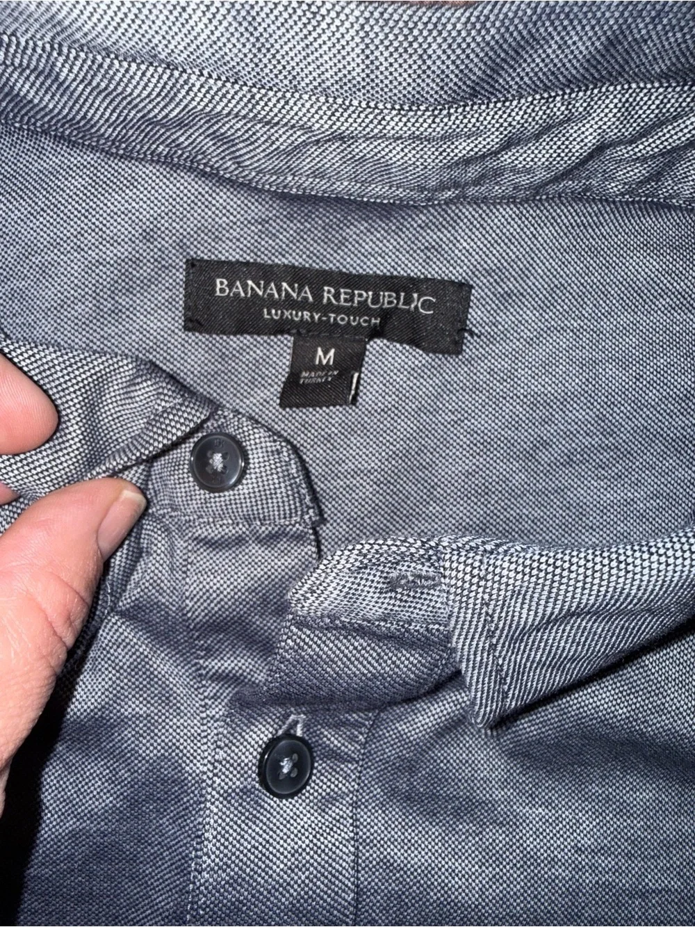 Banana Republic Men’s Luxury touch Gray Polo with Button-Down Collar